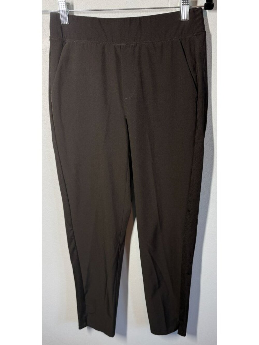 RBX Active Womens Small Ribbed Side Woven Ankle Pants Black Activewear Athleisur